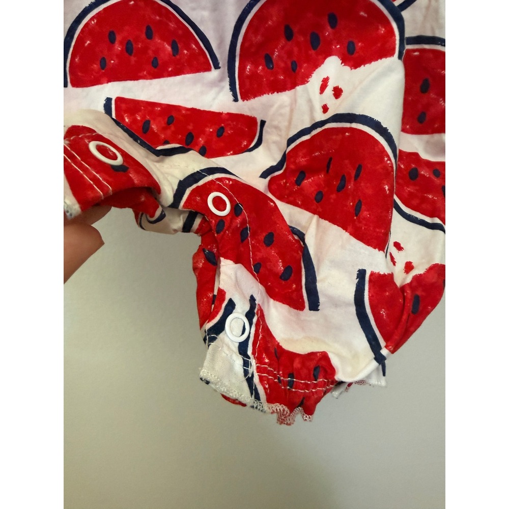 Carter's Watermelon Romper Baby Girl 18M Red White Ruffle Sleeveless - Picture 4 of 5